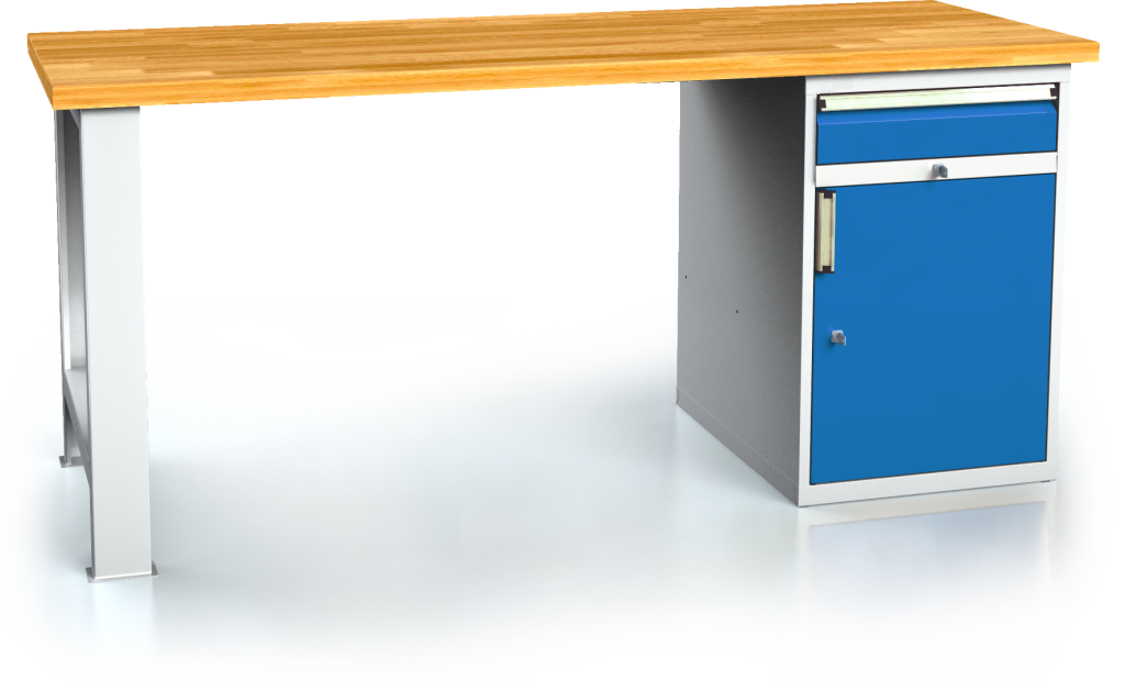 Workbenches alcera PROFI - board - foot - container 880 x 2000 x 700